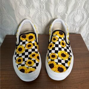 Vans sunflower custom platform slip ons